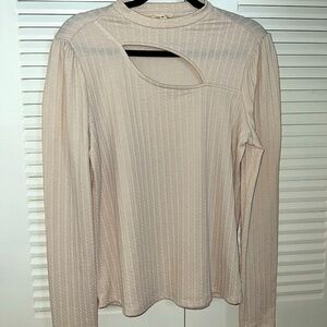 Beige front cut out blouse